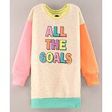 Vitamins Full Sleeves Winter Wear Frock With Text Placement Print - Neon Multicolour