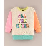 Vitamins Full Sleeves Sweatshirts Text Printed - Multicolour Beige