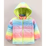 Vitamins Full Sleeves Puffed Jacket with Hood Colour Block Pattern - Multicolour