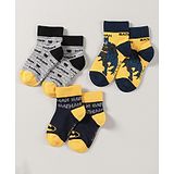 Bonjour Ankle Length Batman Design Socks Pack of 3 - Multicolour