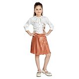 Peppermint Three Fourth Sleeves Flower Placement Printed Top With Flared Skirt - Off White