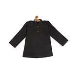 Vastramay Full Sleeves Solid Kurta - Black