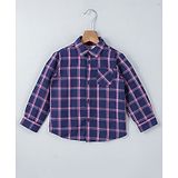 Beebay Full Sleeves Checkered 100% Cotton Shirt - Navy Blue