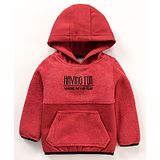 Little Kangaroos Full Sleeves Solid Hooded Sweatshirt  - Red