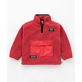 Little Kangaroos Full Sleeves Fleece Solid Sweatshirt  - Red