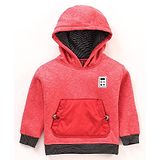 Little Kangaroos Full Sleeves Hooded Sweatshirt Solid - Red