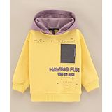 Little Kangaroos Full Sleeves Text Printed Hooded Sweatshirt - Yellow