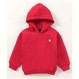 Little Kangaroos Full Sleeves Hooded Sweatshirt Solid Colour - Red