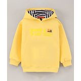 Little Kangaroos Full Sleeves Hooded Sweatshirt Text Print - Yellow