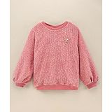 Little Kangaroos Full Sleeves Winter Top With Sequins Detailing- Pink