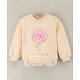 Little Kangaroos Full Sleeves Sweatshirt Flower Applique - Beige