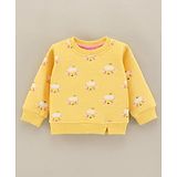 Little Kangaroos Full Sleeves Fleece Light Winter Sweatshirt Sheep Print - Yellow