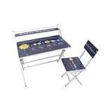 Wishing Clouds Universe Pattern Printed Foldable Study Table and Chair Set - Multicolour