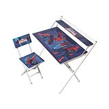 Wishing Clouds Spiderman Pattern Printed Foldable Study Table and Chair Set - Multicolour