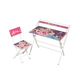 Wishing Clouds Barbie Pattern Printed Foldable Study Table and Chair Set - Multicolour