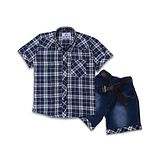 AJ Dezines Half Sleeve Checkered Shirt & Shorts Set - Blue