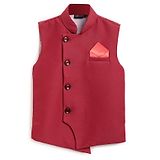 AJ Dezines Sleeveless Solid Ethnic Jacket - Red