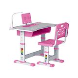 Syga Kids Height Adjustable Desk and Chair Set with LED Lamp and Book Drawer - Pink