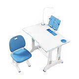 SYGA Kids Height Adjustable Study Desk and Chair Set Deluxe & Eye Light - Blue White