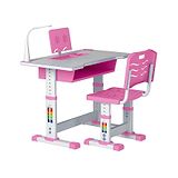 SYGA Kids Height Adjustable Desk and Chair Set Study Table Writing Desk with Eye Protection Lamp Bookshelf - Pink