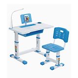 SYGA Kids Height Adjustable Desk and Chair Set Study Table Writing Desk with Eye Protection Lamp Bookshelf 70 CM Upgraded Blue