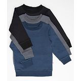 Nino Bambino Full Sleeves 100% Organic Cotton Solid Sweatshirt - Black Grey & Blue