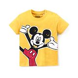 Babyhug Cotton Knit Half Sleeves T-Shirt Disney Mickey Print - Yellow