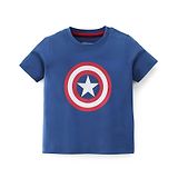 Babyhug Cotton Knit Half Sleeves T-Shirt Captain America Shield Print - Blue