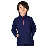 Nino Bambino Full Sleeves Recycled Polar Fleece Solid Front Pocket Sweatshirt - Navy Blue