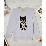 Zion Full Sleeves Reversible Sequins Detail Batman Embroidered Sweatshirt - Grey