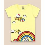 Kidsville Hello Kitty  Featuring Half Sleeves Air Plane & Rainbow With House  Printed Tee - Yellow