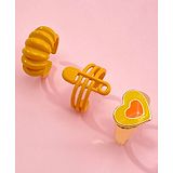 YouBella Jewellery Combo of 3 Rings for Girls and Women (Yellow) (YBRG_20169)