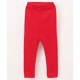 Yellow Apple Knit Full Length Solid Winter Leggings - Red