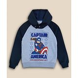 Kidsville Marvel Avengers Super Heroes Featuring Raglan Full Sleeves Captain America Printed Hoodie - Blue