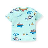 Babyhug Cotton Half Sleeves T-Shirt Beach Print- Mint Green