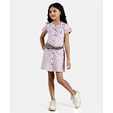 Peppermint Half Sleeves Plaid Checked Shirt Dress - Pink