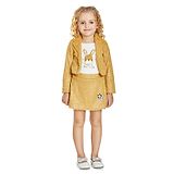 Peppermint Full Sleeves Faux Fur Detail Coco Butter Embellished Dress With Attached Jacket - Mustard Yellow