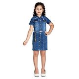 Peppermint Half Sleeves Denim Washed Shirt Dress - Navy Blue