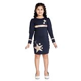 Peppermint Full Sleeves Star Embellished Dress - Navy Blue