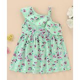 Babyhug 100% Cotton Sleeveless Floral Print Frock - Mint