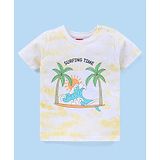 Babyhug Cotton Half Sleeves T-Shirt Palm Tree Print - White & Light Yellow