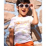 Babyhug Cotton Knit Half Sleeves Palm Tree Printed T-Shirt - White