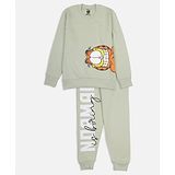 Nap Chief 100% Cotton Full Sleeves Garfield Co-Ord Set - Sage Green