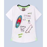 Little Kangaroos Half sleeves T-Shirt Summer Theme Print - White