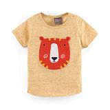 Little Kangaroos Cotton Half Sleeves T-Shirt Wolf Print - Yellow