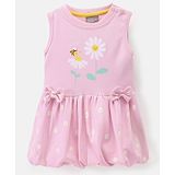 Little Kangaroos Sleeveless Bee Print Frock with Bow Applique - Pink