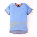 Little Kangaroos Half Sleeves T-Shirt NYC Print- Blue