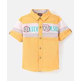 Little Kangaroos Half Sleeves Quote Printed Shirt - Yellow