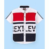 Little Kangaroos Half Sleeves Text Printed Colour Blocked Shirt - Red