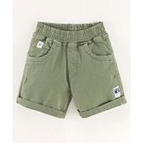 Little Kangaroos Knee Length Solid Bermuda with Adjustable Elastic Green (Patch Print May Vary)